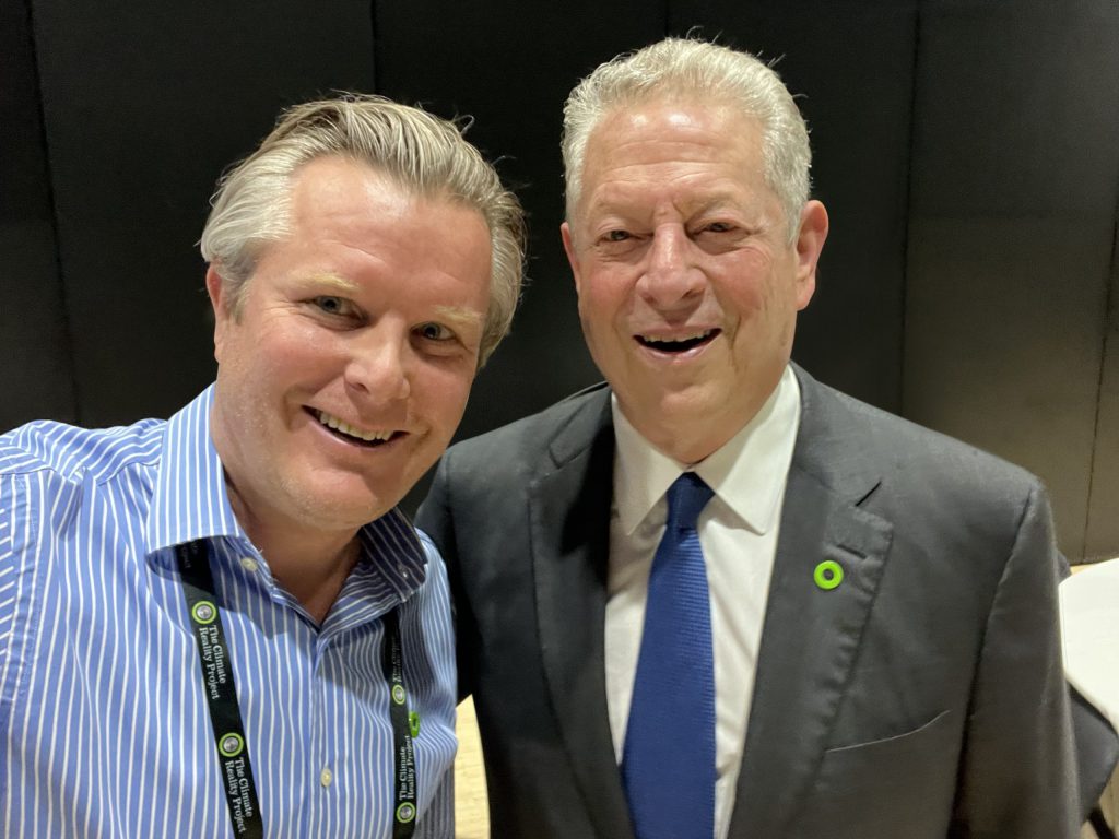 Enno Steffens (links) und der ehemalige US-Vizepräsident und Nobelpreisträger Al Gore beim Climate Reality Training in Rom.